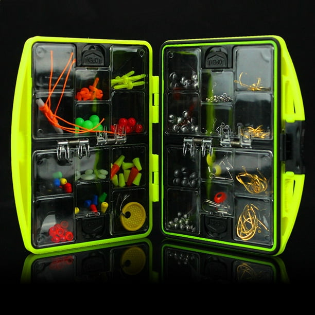 Agiferg Multifunctional Fishing Tackle Kit Hooks Spoon Sinker Accessories Box Tools Set Green