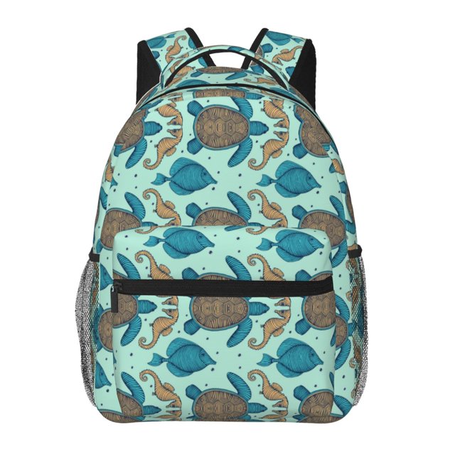 Balery Turtles And Seahorses Mochila Escolar Impresa, Mochila Ligera para Viajes Casual, Mochila Duradera y Cómoda Multifuncional, Mochila para Laptop-One Size