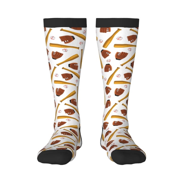 Fotbe Baseball Sport Calcetas Divertidas Estampadas para Hombre y Mujer, Calcetas de Algodón hasta la Rodilla para Caminar, Correr, Enfermería y Embarazo