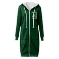 thumbnail image 6 of UJNDER Women's Hooded Sweatshirt Solid Color Drawstring Long Zipper Pocket Jacket Style Pullover Winter Dark Green M, 6 of 9