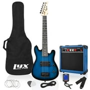 LyxPro 30 Inch Electric Guitar Starter Kit for Kids with 3/4 Size Beginner’s Guitar, Amp, Six Strings, Two Picks, Shoulder Strap, Digital Clip On Tuner, Guitar Cable and Soft Case Gig Bag - Blue