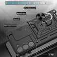 thumbnail image 6 of Compatible with Samsung Galaxy S23 Case,Galaxy S23 case with HD Screen Protector with Slide Camera Cover, 360°Rotation Ring Kickstand [Military Grade] Case for Samsung Galaxy S23,Black, 6 of 15