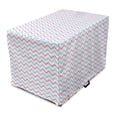 thumbnail image 1 of Herringbone Dog Crate Cover, Colorful Horizontal Zigzag Stripes in Continuous Pattern Art Print, Easy to Use Pet Kennel Cover for Medium Large Dogs, 35" x 23" x 27", White Pale Blue Pink, by Ambesonne, 1 of 6