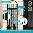 thumbnail image 2 of Sunnydaze Ensemble d'Outils de Cheminée 4 Pcs avec Support de Tuyau en Maille - Noir, 2 of 7