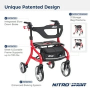 Drive Medical Nitro Sprint Rollator Rolling Walker, Tall, Red
