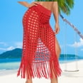 thumbnail image 4 of Faldas de malla sexy Suave ganchillo Borla Hem Beach Cover Up para mujer (Rojo XS) FLhrweasw Para estrenar, 4 of 5