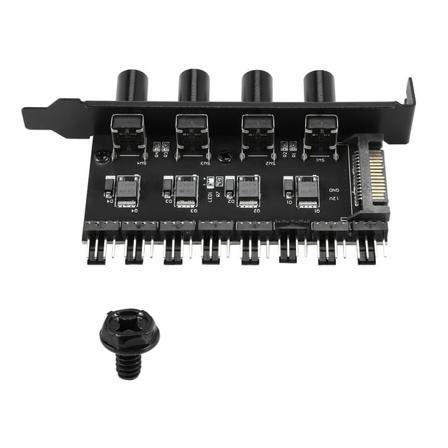 Pc 8 Channels Fan Hub 4 Knob Cooling Fan Speed Controller For Cpu Case Hdd Vga Pwm Fan Pci Bracket Power By 12V Fan Control