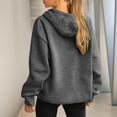 thumbnail image 3 of YODETEY Womens Sweatshirts Hoodies, No Boundaries Drawstring Casual Long Sleeve Textured Knit Loose Hooded Sweatshirt with Pocket, Hoodies for Women,Dark Gray,L, 3 of 6