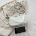 thumbnail image 3 of Bolso de cadena para mujer con cremallera Bolso de axila sólido de cuero PU de moda (blanco), 3 of 8