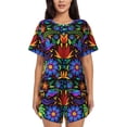 thumbnail image 1 of Balery Colorful Floral Conjunto de Pijama para Mujer con Estampado, Dos Piezas de Manga Corta y Shorts, Ropa de Dormir Suave con Cuello Redondo y Bolsillos-Small, 1 of 6