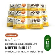 Nutrisystem Breakfast Muffin Blueberry & Double Chocolate Bundle, Shelf-Stable, 7g Protein, 12 Ct