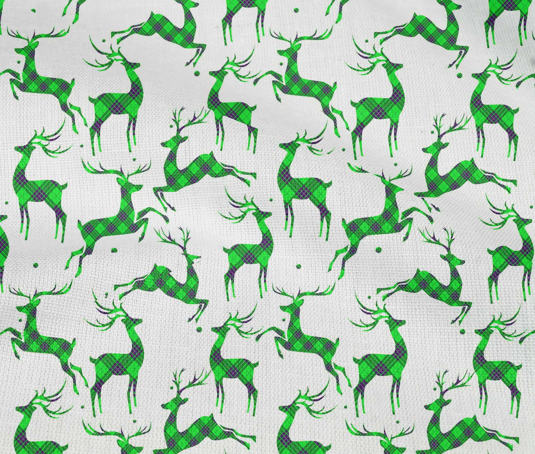 oneOone Cotton Flex Green Fabric Christmas Reindeer Lumberjack Craft Projects Decor Fabric Printed By The Yard 40 Inch Wide