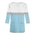 thumbnail image 4 of Aofany Women's Working Uniform Nursing Uniform Scrubs Top Womens Top With Two Pockets Color Block 3/4 Sleeve V-neck Blouse, 4 of 4
