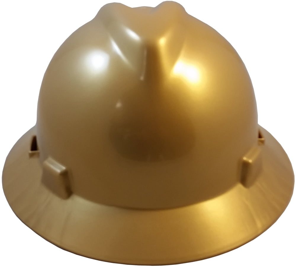 MSA V-Gard One-Touch Suspensions Full Brim Hard Hats - Gold