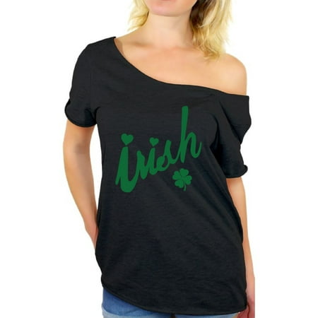 St Patricks Day Day Awkward Styles Women's St Patrick's Day Shirts Off Shoulder Irish Shirts for Women Luck Green Irish Shamrock Shirt St Patrick's Day Tee St Patrick Day Party Green Shamrock Tshirt Proud Irish Roots ()