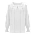 thumbnail image 3 of Dressy Casual Blouse for Women Keyhole V Neck Long Sleeve Shirts Pleated Business Work Tops Spring Clothes 2025, 3 of 5