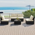 thumbnail image 2 of Costway 5 Pieces Outdoor Furniture Set with Seat & Back Cushions Tempered Glass Tabletop, 2 of 10