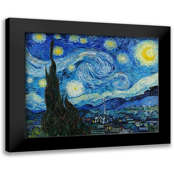 Van Gogh, Vincent 14x12 Black Modern Framed Museum Art Print Titled - The Starry Night (1889)