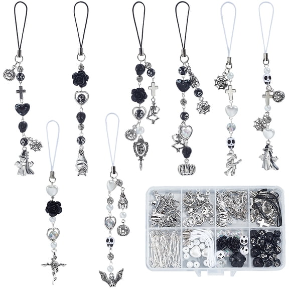 1 Box Phone Charms Making Kit Moblie Phone Charm Accessories for Women Adults DIY Keychain Decoration Mixed Color