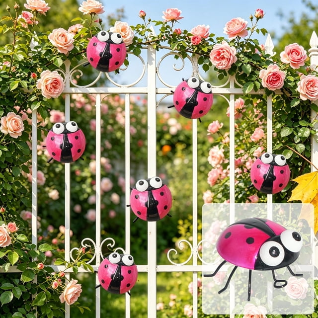 Iron Beetles Ladybugs Outdoor Courtyard Balcony Garden Fence Wall Hanging Tree Wall Decoration