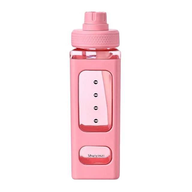 Botella de agua transparente de 700 ml para garantizar que beba suficiente agua a diario, reutilizable para exteriores. rojo