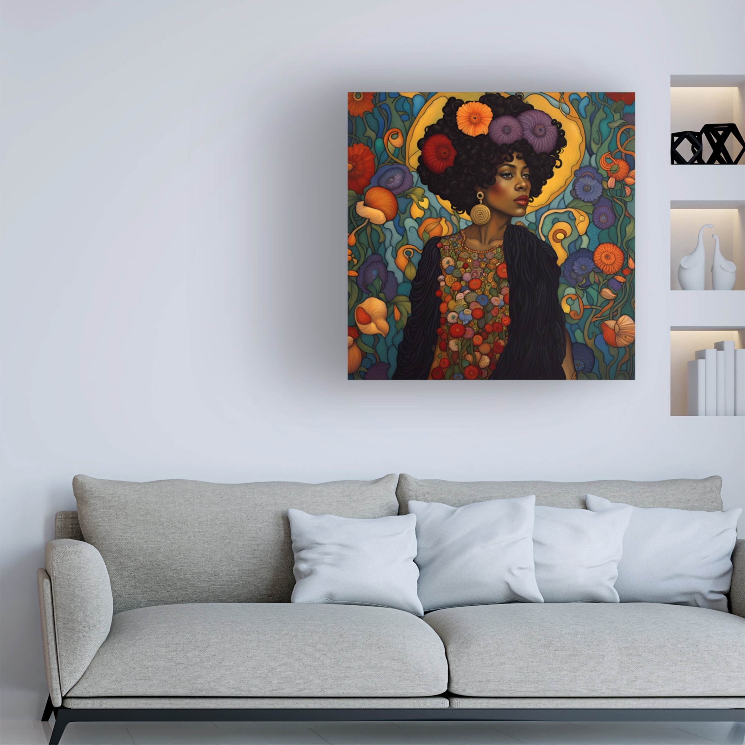 Canvas Wall Art - Tina Lavoie 'Art Nouveau Beauty VIII' Wall Art for Living Room, Bedroom, or Office DÃ©cor by Trademark Fine Art - 14 x 14 Inches