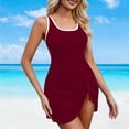 thumbnail image 5 of FRSASU Maillot de Bain une Pièce pour Femme, Contrôle du Ventre, Robe de Bain à Nœud, Rouge, P(S), 5 of 5