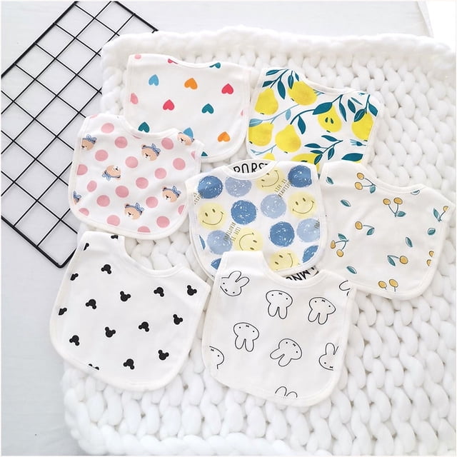 Baberos para niños y niñas, juego de baberos ajustables, 7 piezas para baberos y baberos multiusos para bufanda