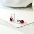 thumbnail image 5 of Gem Stone King 925 Sterling Silver Red Created Ruby and White Topaz Earrings for Women (4.15 Cttw, Gemstone July Birthstone, Oval 9X7MM), 5 of 5