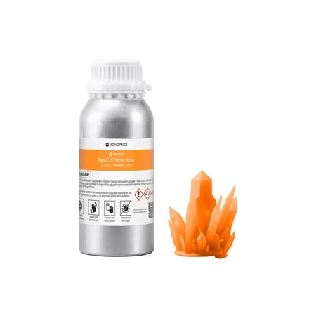Monoprice Rapid UV 3D Printer Resin 500ml - Orange | Compatible with All UV Resin Printers DLP, Laser, or