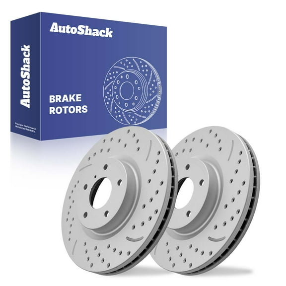 AutoShack 12.59" (319.8 mm) Front Vented Drilled & Slotted Brake Rotors Coated | Replacement for 2009-2014 Nissan Maxima 2016-2023 Nissan Maxima | Silver Matte Finish | 2-PC Set | TurboGuard