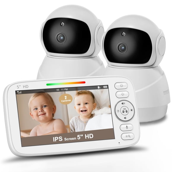 Monitor para bebés Kidsneed 5 con pantalla dividida y 2 cámaras HD 720P