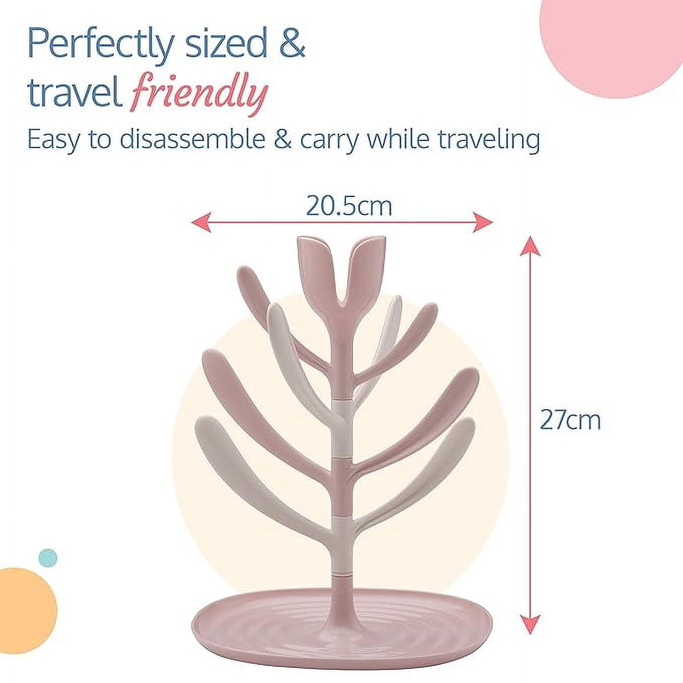 Accessorize Kingdom Baby Bottle Drying Rack, 360° rotatable, high capacity, compact, space saving, portable bottle dryer with nipple holder.