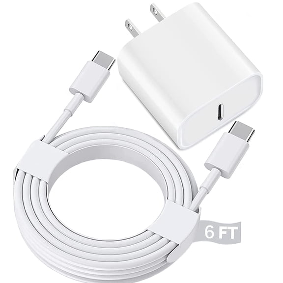 LujingZ 2 - Pack 20W USB - C Charger Block with 6FT Type - C Cable - Fast Charging for Compatible with iPhone 17/16/15 (Pro/Pro Max/Air/e), iPad Pro, iPad Air (M3/M2/5/4), iPad (11th/10th) - White