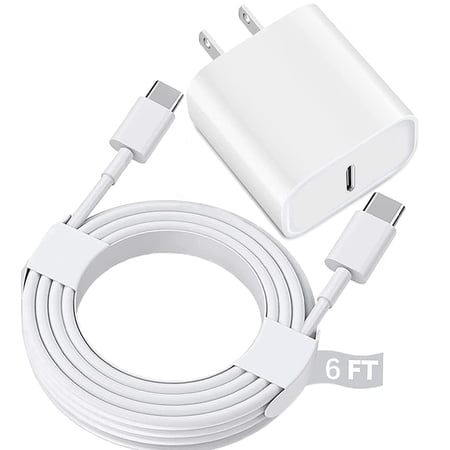 USB C Fast Charr for iPad Pro 13/12.9/11 in 2025-2018,iPad 11th(A16),iPad Air 5th/Mini 7th,iPhone 17/16/15 Series,USB Charging Adapter Wall Block with 6FT USBC to Cable Cord