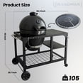 thumbnail image 5 of Brand Man 22" Kamado Charcoal Smoker Grill with Rolling Cart, Warming Rack for Outdoor BBQ, Black, 5 of 12