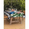 thumbnail image 2 of Outdoor Tablecloth with Umbrella Hole and Zipper, Christmas Blue Truck Rectangle Table Cloth 60x120 Inch Waterproof Tablecloth, Xmas Tree Bow Rustic White Black Checkered Picnic Table Cover for Patio, 2 of 7