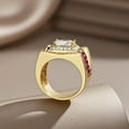thumbnail image 4 of 3 Carat Moissanite Ring for Men VVS D-Color Moissanite Diamond Rings Wide Engagement Wedding Band 925 Sterling Silver Mens Rings Gold Ring Jewelry for Him Size 7-12, 4 of 7