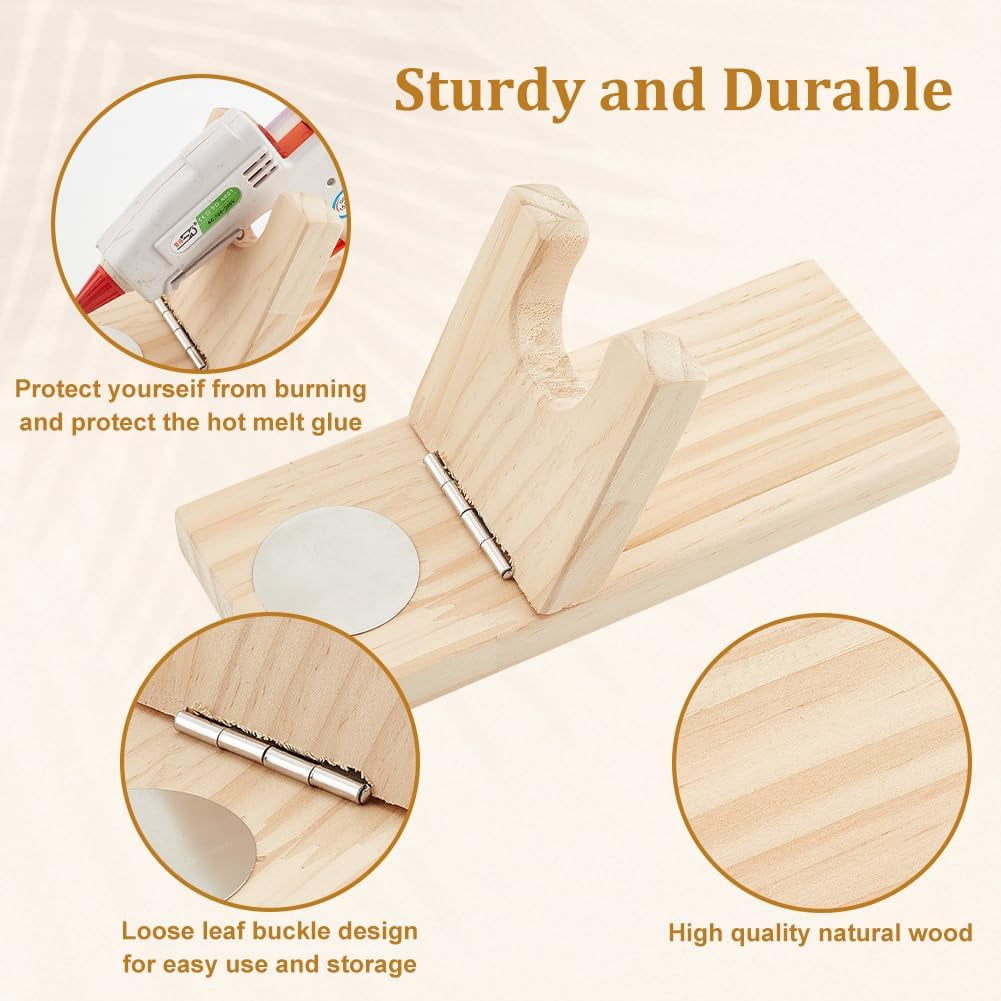 Glue Tool Sets Including Hot Melt Resin Glue Sticks and Wooden Hot Glue Holder Mixed Color Glue Stick: 9.8x0.8cm 50pcs Holder: 21.3x8x3.3cm 1pc