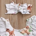 thumbnail image 4 of Franhais Baby Suit Girls Cartoon Elk Print Rompers Ruffled Sleeveless Skirt Jumpsuit + Bow Headband, 4 of 6