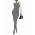 thumbnail image 2 of Women'S Slim Fit Waist Defining Midi Dress Fashion Two Piece Look Elegant Dress Gray L, 2 of 9
