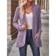 thumbnail image 5 of Cárdigan para Mujer, Suéter de Larga con Abertura Frontal y Bolsillos para Otoño e Invierno. Púrpura Lavanda S, 5 of 8