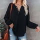 thumbnail image 3 of Round Neck Tops, Breathable Button Comfortable Women Casual Blouse  For Office For Female For Dating ANGGREK Negro L, 3 of 6