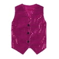 thumbnail image 3 of iiniim Gilet à Paillettes pour Enfants Filles Garçons Hip-Hop Danse de Rue Performance de Scène Rose Vif 110, 3 of 5