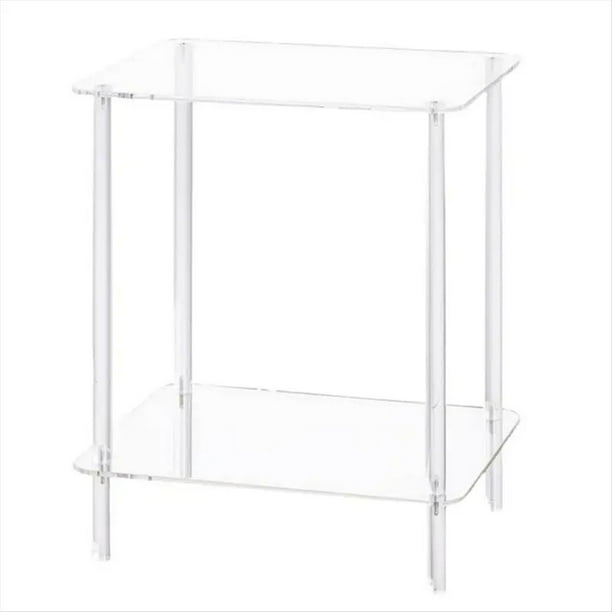 Mesa de Centro de Acrílico Mesa Auxiliar Cuadrada Mesa Decorativa Sofá Mesita de Noche Mesa Auxiliar de Té Transparente de Doble para Habitación
