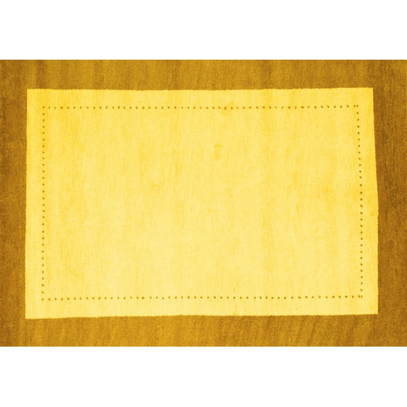 Ahgly Company Indoor Rectangle Solid Yellow Modern Area Rugs, 2' x 4'