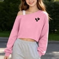 thumbnail image 5 of Dzrciro Kids Girls off the Shoulder Sweatshirt, Long Sleeve Cute Printed Asymmetrical Crop Tops, Lightweight Fashion Pullover Sweatshirts 5-15 Years, 5 of 9