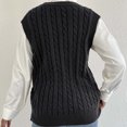 thumbnail image 6 of ZUKMRJPC Women's Sweater Vest Chunky V-Neck Fashion Three-dimensional Flower Patchwork Button Down Solid Color Knitted Outwear, 6 of 7