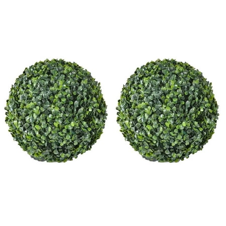 2019 New 2pcs Plastic Topiary Artificial Leaf Effect Ball Boxwood Grass Ball Indoor Outdoor Hanging
