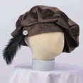 thumbnail image 4 of vlrwzc Elizabethan Unisex Beret Hat With Feather Medieval Cap for Theme Parties, 4 of 7